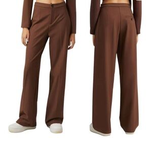 NWT ASOS Bershka Wide Leg Slouchy Dad Tailored High Waisted Pants, brown size 0